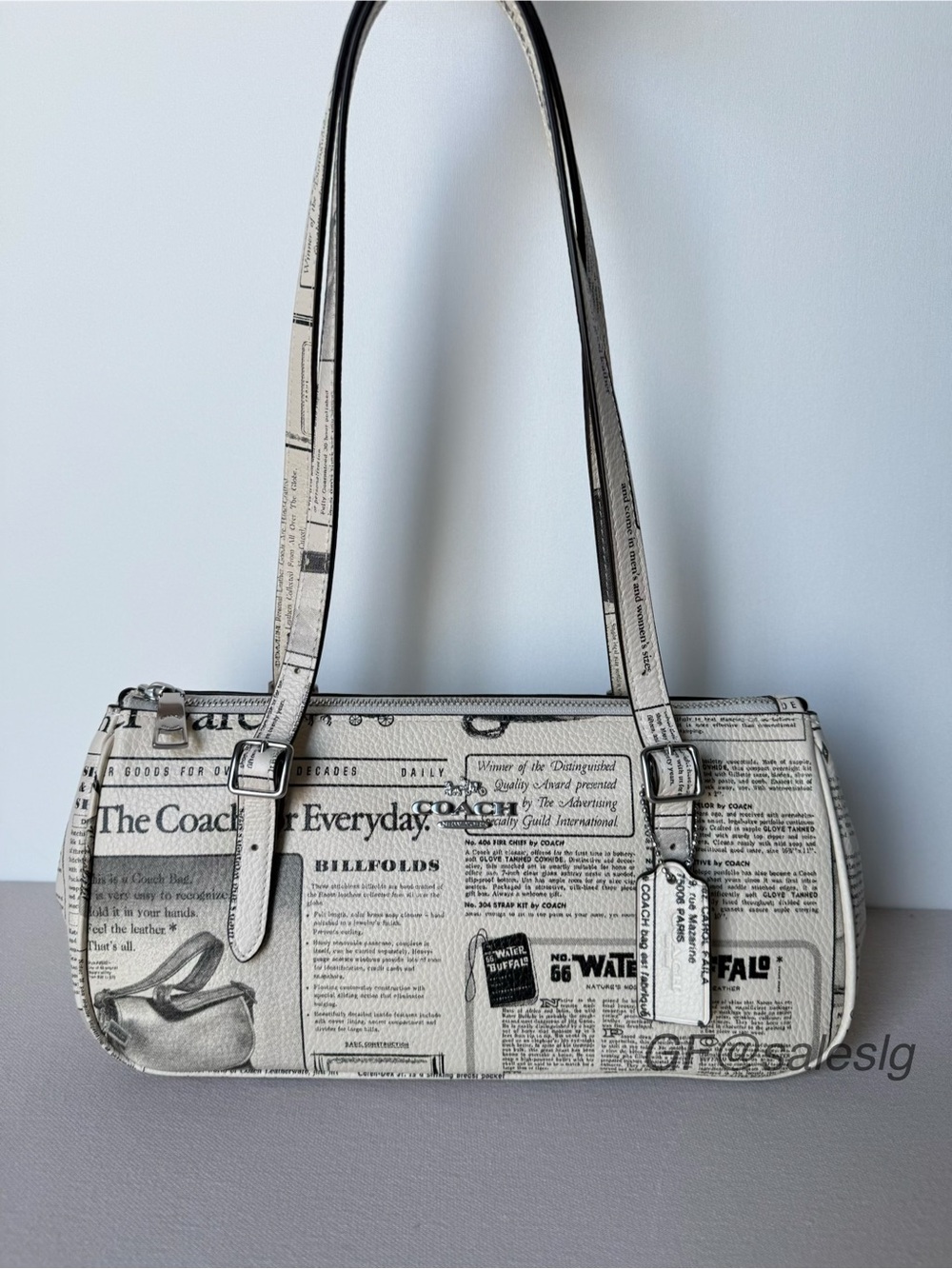 NWT Coach Asher Shoulder Bag w/Newspaper Print | Chic Editorial Statement Bag